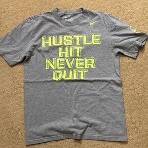 Nike Gray Tee with Neon Yellow Text